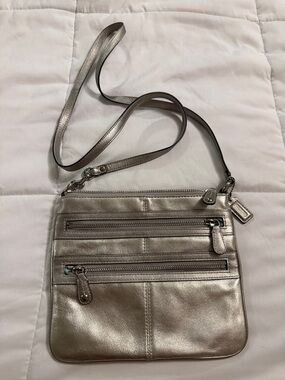 Coach Metallic Silver Crossbody Organizer